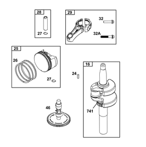 Crankshaft Group Diagram and Parts List for 125P02-0087-F1 100000 - 19Z999 Briggs and Stratton Engine